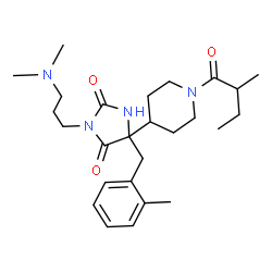 ChemSpider 2D Image | 3-[3-(Dimethylamino)propyl]-5-(2-methylbenzyl)-5-[1-(2-methylbutanoyl)-4-piperidinyl]-2,4-imidazolidinedione | C26H40N4O3