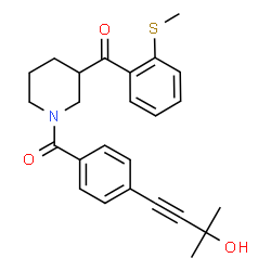 ChemSpider 2D Image | {1-[4-(3-Hydroxy-3-methyl-1-butyn-1-yl)benzoyl]-3-piperidinyl}[2-(methylsulfanyl)phenyl]methanone | C25H27NO3S