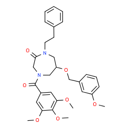 ChemSpider 2D Image | 6-[(3-Methoxybenzyl)oxy]-1-(2-phenylethyl)-4-(3,4,5-trimethoxybenzoyl)-1,4-diazepan-2-one | C31H36N2O7