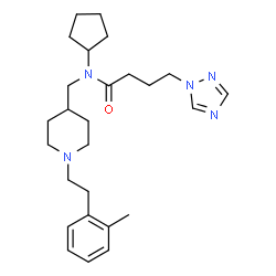 ChemSpider 2D Image | N-Cyclopentyl-N-({1-[2-(2-methylphenyl)ethyl]-4-piperidinyl}methyl)-4-(1H-1,2,4-triazol-1-yl)butanamide | C26H39N5O