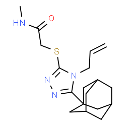 ChemSpider 2D Image | 2-{[5-(Adamantan-1-yl)-4-allyl-4H-1,2,4-triazol-3-yl]sulfanyl}-N-methylacetamide | C18H26N4OS