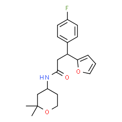 ChemSpider 2D Image | N-(2,2-Dimethyltetrahydro-2H-pyran-4-yl)-3-(4-fluorophenyl)-3-(2-furyl)propanamide | C20H24FNO3