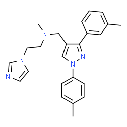 ChemSpider 2D Image | 2-(1H-Imidazol-1-yl)-N-methyl-N-{[3-(3-methylphenyl)-1-(4-methylphenyl)-1H-pyrazol-4-yl]methyl}ethanamine | C24H27N5