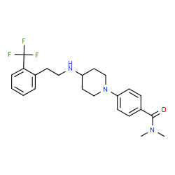 ChemSpider 2D Image | N,N-Dimethyl-4-[4-({2-[2-(trifluoromethyl)phenyl]ethyl}amino)-1-piperidinyl]benzamide | C23H28F3N3O