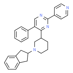 ChemSpider 2D Image | 4-[1-(2,3-Dihydro-1H-inden-2-yl)-3-piperidinyl]-5-phenyl-2-(4-pyridinyl)pyrimidine | C29H28N4