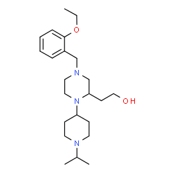 ChemSpider 2D Image | 2-[4-(2-Ethoxybenzyl)-1-(1-isopropyl-4-piperidinyl)-2-piperazinyl]ethanol | C23H39N3O2