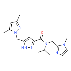 ChemSpider 2D Image | 5-[(3,5-Dimethyl-1H-pyrazol-1-yl)methyl]-N-isopropyl-N-[(1-methyl-1H-imidazol-2-yl)methyl]-1H-pyrazole-3-carboxamide | C18H25N7O