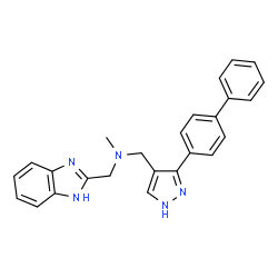 ChemSpider 2D Image | 1-(1H-Benzimidazol-2-yl)-N-{[3-(4-biphenylyl)-1H-pyrazol-4-yl]methyl}-N-methylmethanamine | C25H23N5