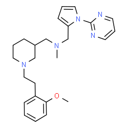 ChemSpider 2D Image | 1-{1-[2-(2-Methoxyphenyl)ethyl]-3-piperidinyl}-N-methyl-N-{[1-(2-pyrimidinyl)-1H-pyrrol-2-yl]methyl}methanamine | C25H33N5O