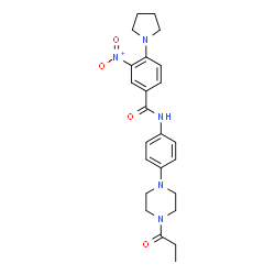 ChemSpider 2D Image | 3-Nitro-N-[4-(4-propionyl-1-piperazinyl)phenyl]-4-(1-pyrrolidinyl)benzamide | C24H29N5O4