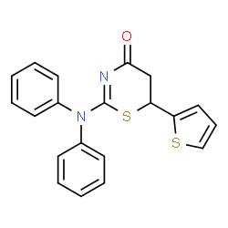 ChemSpider 2D Image | 2-(Diphenylamino)-6-(2-thienyl)-5,6-dihydro-4H-1,3-thiazin-4-one | C20H16N2OS2