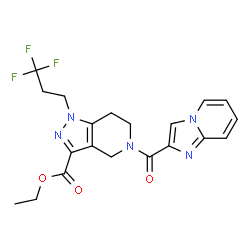 ChemSpider 2D Image | Ethyl 5-(imidazo[1,2-a]pyridin-2-ylcarbonyl)-1-(3,3,3-trifluoropropyl)-4,5,6,7-tetrahydro-1H-pyrazolo[4,3-c]pyridine-3-carboxylate | C20H20F3N5O3