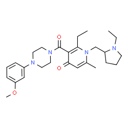 ChemSpider 2D Image | 2-Ethyl-1-[(1-ethyl-2-pyrrolidinyl)methyl]-3-{[4-(3-methoxyphenyl)-1-piperazinyl]carbonyl}-6-methyl-4(1H)-pyridinone | C27H38N4O3