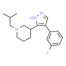 ChemSpider 2D Image | 3-[4-(3-Fluorophenyl)-1H-pyrazol-5-yl]-1-isobutylpiperidine | C18H24FN3