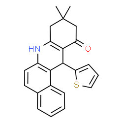 ChemSpider 2D Image | 9,9-Dimethyl-12-(2-thienyl)-8,9,10,12-tetrahydrobenzo[a]acridin-11(7H)-one | C23H21NOS