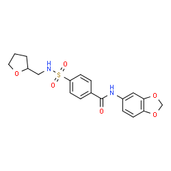 ChemSpider 2D Image | N-(1,3-Benzodioxol-5-yl)-4-[(tetrahydro-2-furanylmethyl)sulfamoyl]benzamide | C19H20N2O6S