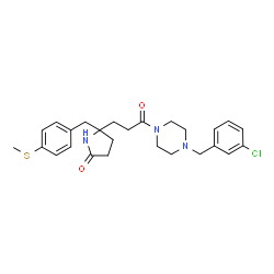 ChemSpider 2D Image | 5-{3-[4-(3-Chlorobenzyl)-1-piperazinyl]-3-oxopropyl}-5-[4-(methylsulfanyl)benzyl]-2-pyrrolidinone | C26H32ClN3O2S
