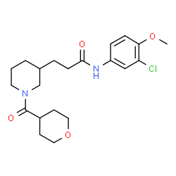 ChemSpider 2D Image | N-(3-Chloro-4-methoxyphenyl)-3-[1-(tetrahydro-2H-pyran-4-ylcarbonyl)-3-piperidinyl]propanamide | C21H29ClN2O4