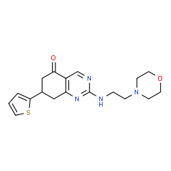 ChemSpider 2D Image | 2-{[2-(4-Morpholinyl)ethyl]amino}-7-(2-thienyl)-7,8-dihydro-5(6H)-quinazolinone | C18H22N4O2S