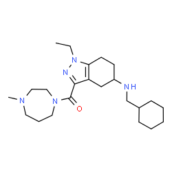 ChemSpider 2D Image | {5-[(Cyclohexylmethyl)amino]-1-ethyl-4,5,6,7-tetrahydro-1H-indazol-3-yl}(4-methyl-1,4-diazepan-1-yl)methanone | C23H39N5O