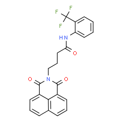 ChemSpider 2D Image | 4-(1,3-Dioxo-1H-benzo[de]isoquinolin-2(3H)-yl)-N-[2-(trifluoromethyl)phenyl]butanamide | C23H17F3N2O3