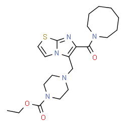 ChemSpider 2D Image | Ethyl 4-{[6-(1-azocanylcarbonyl)imidazo[2,1-b][1,3]thiazol-5-yl]methyl}-1-piperazinecarboxylate | C21H31N5O3S