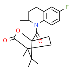 ChemSpider 2D Image | 1-[(6-Fluoro-2-methyl-3,4-dihydro-1(2H)-quinolinyl)carbonyl]-4,7,7-trimethyl-2-oxabicyclo[2.2.1]heptan-3-one | C20H24FNO3