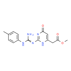 ChemSpider 2D Image | Methyl [2-({amino[(4-methylphenyl)amino]methylene}amino)-6-oxo-3,6-dihydro-4-pyrimidinyl]acetate | C15H17N5O3