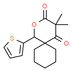 ChemSpider 2D Image | 4,4-Dimethyl-1-(2-thienyl)-2-oxaspiro[5.5]undecane-3,5-dione | C16H20O3S