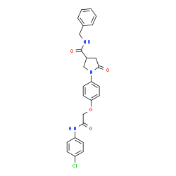 ChemSpider 2D Image | N-Benzyl-1-(4-{2-[(4-chlorophenyl)amino]-2-oxoethoxy}phenyl)-5-oxo-3-pyrrolidinecarboxamide | C26H24ClN3O4