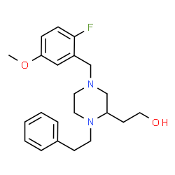 ChemSpider 2D Image | 2-[4-(2-Fluoro-5-methoxybenzyl)-1-(2-phenylethyl)-2-piperazinyl]ethanol | C22H29FN2O2