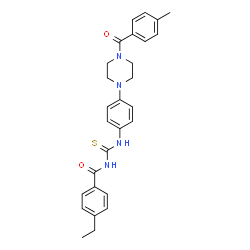 ChemSpider 2D Image | 4-Ethyl-N-({4-[4-(4-methylbenzoyl)-1-piperazinyl]phenyl}carbamothioyl)benzamide | C28H30N4O2S