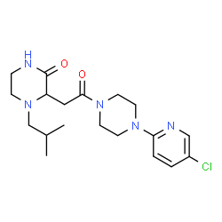 ChemSpider 2D Image | 3-{2-[4-(5-Chloro-2-pyridinyl)-1-piperazinyl]-2-oxoethyl}-4-isobutyl-2-piperazinone | C19H28ClN5O2