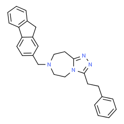 ChemSpider 2D Image | 7-(9H-Fluoren-2-ylmethyl)-3-(2-phenylethyl)-6,7,8,9-tetrahydro-5H-[1,2,4]triazolo[4,3-d][1,4]diazepine | C28H28N4