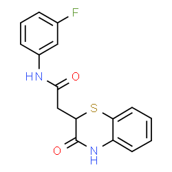 ChemSpider 2D Image | N-(3-Fluorophenyl)-2-(3-oxo-3,4-dihydro-2H-1,4-benzothiazin-2-yl)acetamide | C16H13FN2O2S