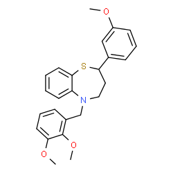 ChemSpider 2D Image | 5-(2,3-Dimethoxybenzyl)-2-(3-methoxyphenyl)-2,3,4,5-tetrahydro-1,5-benzothiazepine | C25H27NO3S