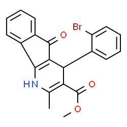 ChemSpider 2D Image | Methyl 4-(2-bromophenyl)-2-methyl-5-oxo-4,5-dihydro-1H-indeno[1,2-b]pyridine-3-carboxylate | C21H16BrNO3