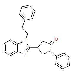 ChemSpider 2D Image | 1-Phenyl-4-[1-(2-phenylethyl)-1H-benzimidazol-2-yl]-2-pyrrolidinone | C25H23N3O