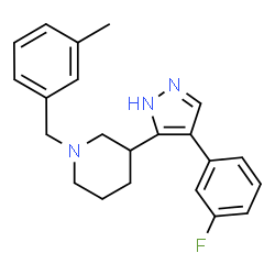 ChemSpider 2D Image | 3-[4-(3-Fluorophenyl)-1H-pyrazol-5-yl]-1-(3-methylbenzyl)piperidine | C22H24FN3