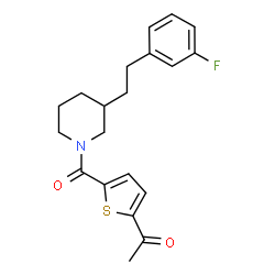 ChemSpider 2D Image | 1-[5-({3-[2-(3-Fluorophenyl)ethyl]-1-piperidinyl}carbonyl)-2-thienyl]ethanone | C20H22FNO2S