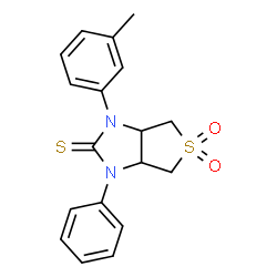ChemSpider 2D Image | 1-(3-Methylphenyl)-3-phenyltetrahydro-1H-thieno[3,4-d]imidazole-2(3H)-thione 5,5-dioxide | C18H18N2O2S2