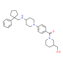 ChemSpider 2D Image | [3-(Hydroxymethyl)-1-piperidinyl][4-(4-{[(1-phenylcyclopentyl)methyl]amino}-1-piperidinyl)phenyl]methanone | C30H41N3O2