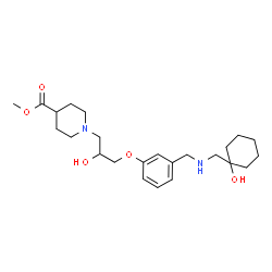 ChemSpider 2D Image | Methyl 1-{2-hydroxy-3-[3-({[(1-hydroxycyclohexyl)methyl]amino}methyl)phenoxy]propyl}-4-piperidinecarboxylate | C24H38N2O5