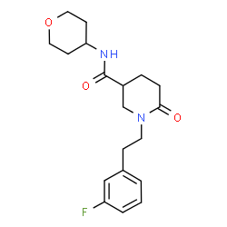 ChemSpider 2D Image | 1-[2-(3-Fluorophenyl)ethyl]-6-oxo-N-(tetrahydro-2H-pyran-4-yl)-3-piperidinecarboxamide | C19H25FN2O3