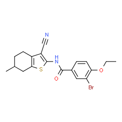ChemSpider 2D Image | 3-Bromo-N-(3-cyano-6-methyl-4,5,6,7-tetrahydro-1-benzothiophen-2-yl)-4-ethoxybenzamide | C19H19BrN2O2S