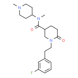 ChemSpider 2D Image | 1-[2-(3-Fluorophenyl)ethyl]-N-methyl-N-(1-methyl-4-piperidinyl)-6-oxo-3-piperidinecarboxamide | C21H30FN3O2