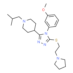 ChemSpider 2D Image | 1-Isobutyl-4-[4-(3-methoxyphenyl)-5-{[2-(1-pyrrolidinyl)ethyl]sulfanyl}-4H-1,2,4-triazol-3-yl]piperidine | C24H37N5OS