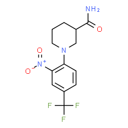 ChemSpider 2D Image | 1-[2-Nitro-4-(trifluoromethyl)phenyl]-3-piperidinecarboxamide | C13H14F3N3O3