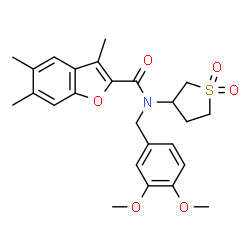 ChemSpider 2D Image | N-(3,4-Dimethoxybenzyl)-N-(1,1-dioxidotetrahydro-3-thiophenyl)-3,5,6-trimethyl-1-benzofuran-2-carboxamide | C25H29NO6S