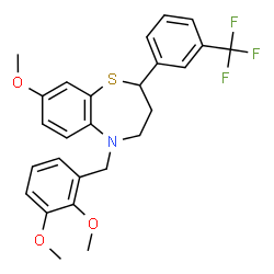 ChemSpider 2D Image | 5-(2,3-Dimethoxybenzyl)-8-methoxy-2-[3-(trifluoromethyl)phenyl]-2,3,4,5-tetrahydro-1,5-benzothiazepine | C26H26F3NO3S